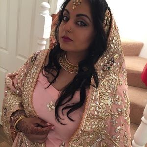 Light pink silk lengha